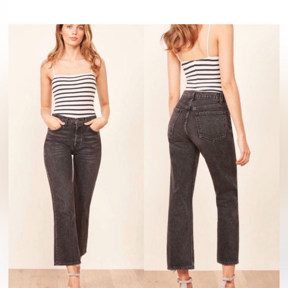 Reformation Jordi Kick Flare Crop Jeans Pacific 30